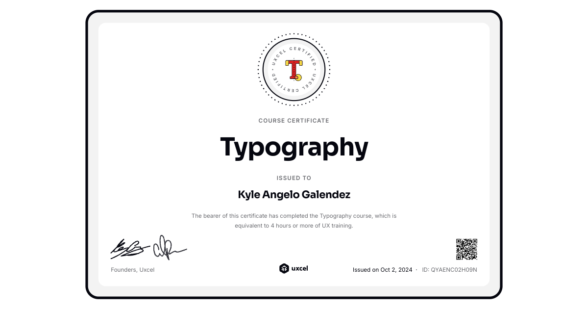 Uxcel course certificate of completion uxcel